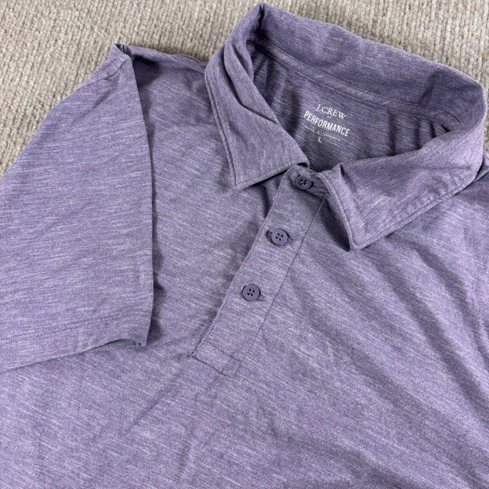 J. Crew Performance Mens Large Purple Heathered Short Sleeve Polo Shirt Stretch
